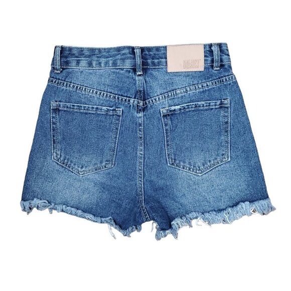 🏆137 Blue Savvy High Waist Distressed Jean Shorts - Picture 3 of 5